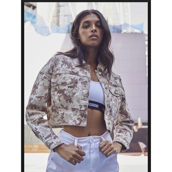 NXP Nana And Pasadena Denim Crop Camouflage Jacket Small - Picture 2 of 4